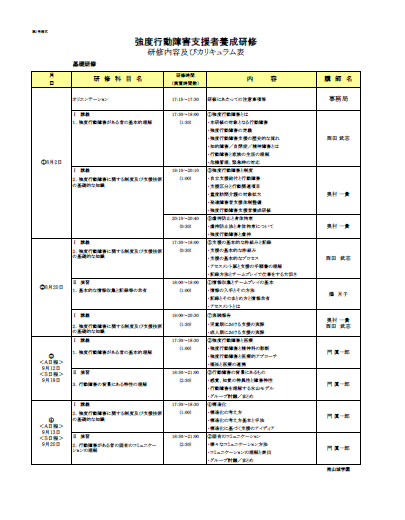 【令和元年度強度行動障害支援者養成研修(基礎研修)】開講について
